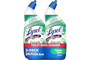 Lysol Toilet Bowl Cleaner Gel, For Cleaning and Disinfecting, Stain Removal, Forest Rain Scent, 24oz (Pack of 2)