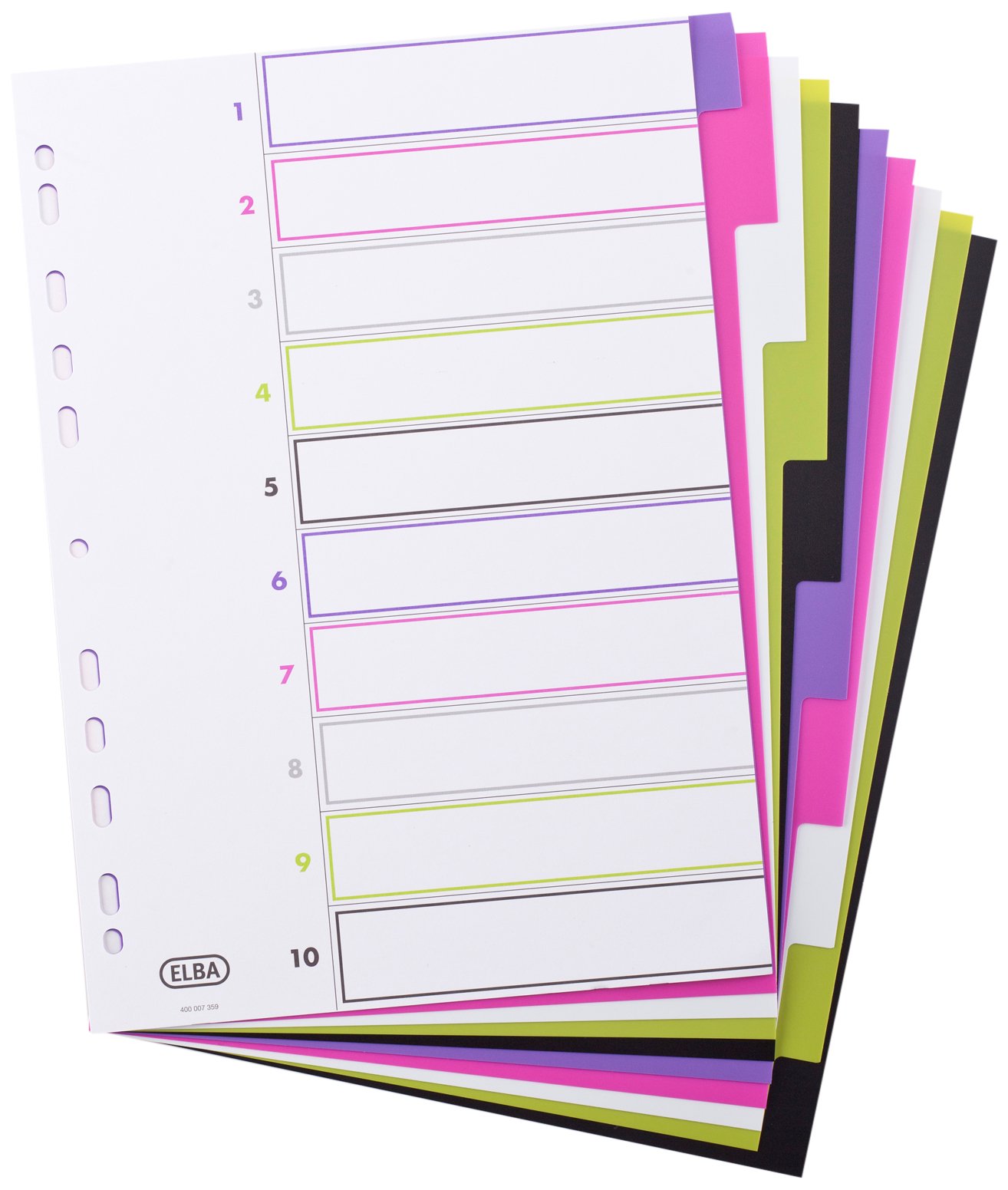 Elba Plastic tab dividers 20 Register Multi-Coloured
