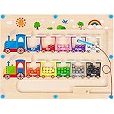 Montessori Toys for 2 Year Old, Magnetic Color and Number Maze, Wooden Toddler Magnet Puzzles for Kids Girls Boys 2-4 3-5, Ma