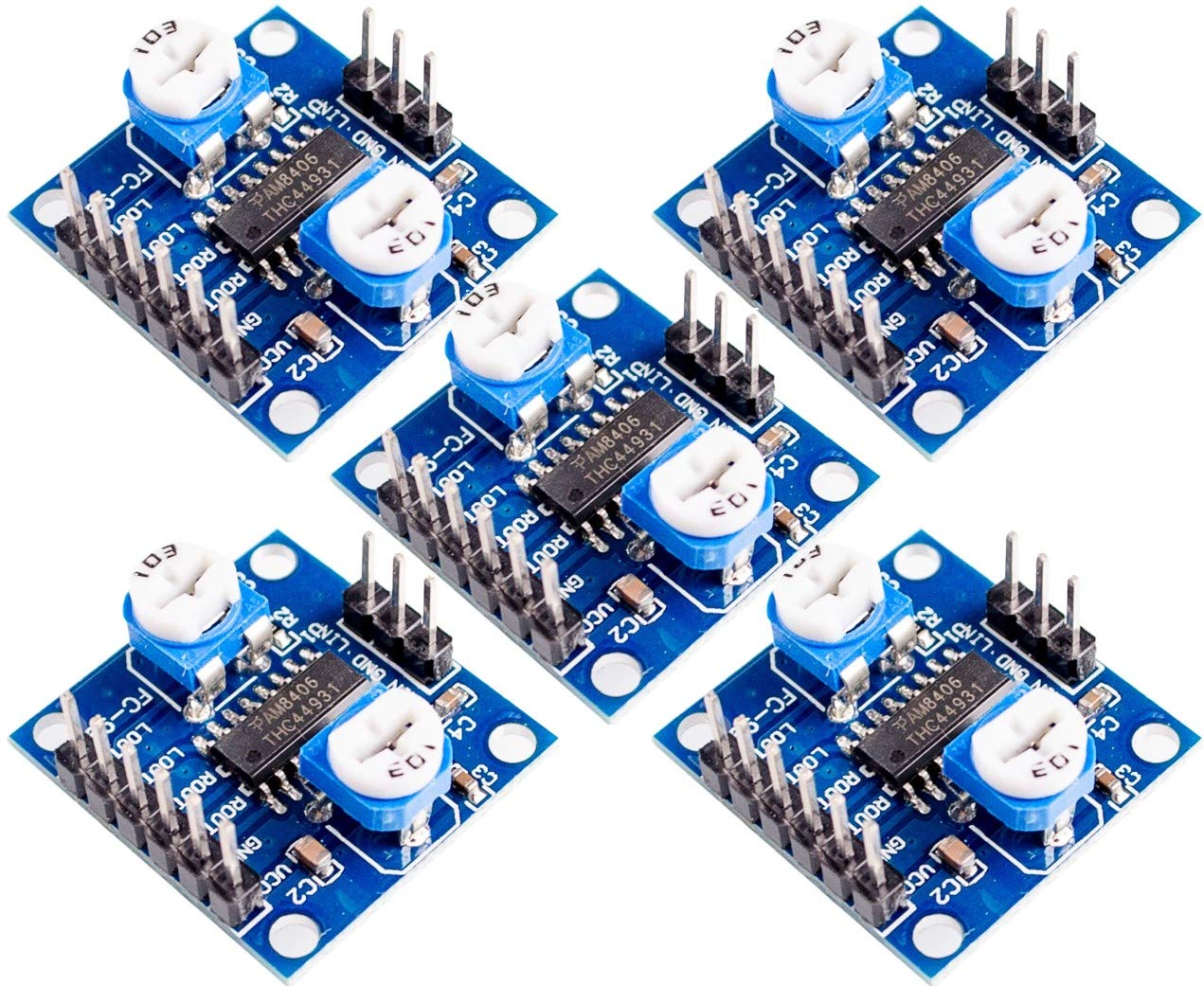 TECNOIOT 5pcs PAM8406 Digital Amplifier Board 5Wx2 Stereo with Volume Potentiometer