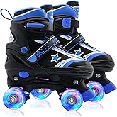 SMOOJOY Roller Skates for Kids Girls and Boys with Light-Up Wheels | Adjustable Size Rollerskates Shoes for Youth and Women Ages 5-8 and 8-12