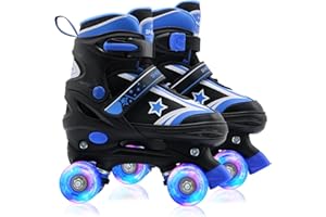 SMOOJOY Roller Skates for Kids Girls and Boys with Light-Up Wheels | Adjustable Size Rollerskates Shoes for Youth and Women Ages 5-8 and 8-12