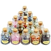 SUNYIK 9 Mini Gemstone Bottles Chip Crystal Healing Tumbled Gem Reiki Wicca Stones Set