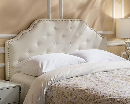 Amazon Com Contemporary Ivory Fabric Headboard Button
