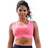 Cordaw Racerback Sports Bras for Women High Support, Molded Cup High Impact Hook Back Yoga Running Bra