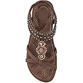 Alicegana Womens Sandals Shoes Comfort Walking with Non Slip on Casual Summer Beach Shoes Dress Ankle Elastic Jeweled Bohemian Flats