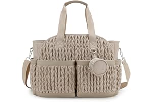 Lmbabter Diaper Tote Quilted Mommy Bag Function Maternity Baby Bag Diaper Changing Messenger with Shoulder Strap Wet Pocket