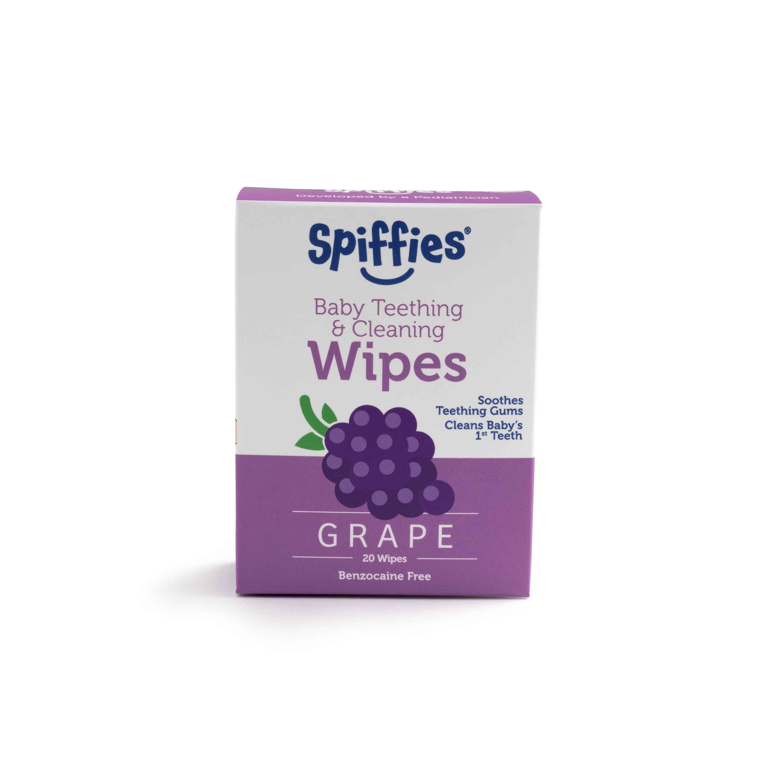 Spiffies Baby Teeth Wipes - Apple & Grape Flavor Variety, Xylitol-Enriched Baby Gum Cleaner & Dental Wipes for Teething Relief and Teeth Cleaning - Safe for Infants & Toddlers, 20 Count (Pack of 3)