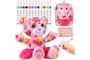 DIY Coloring Plush Toy with Washable Markers, Scribble Pets Stuffed Animal, Doodle Dolls Art Toy for Boys and Girls Ages 3-8,