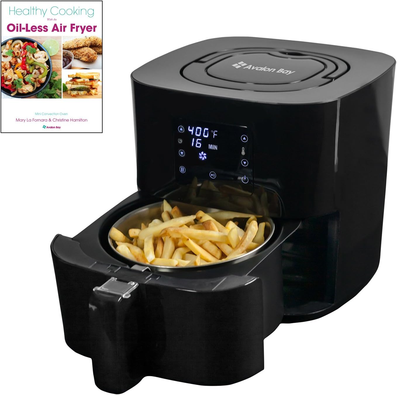 Amazon Com Avalon Bay Digital Air Fryer With Stainless Steel Basket For Healthy Fried Food 8 Presets 2 65 Quart Capacity Af25bss Kitchen Dining