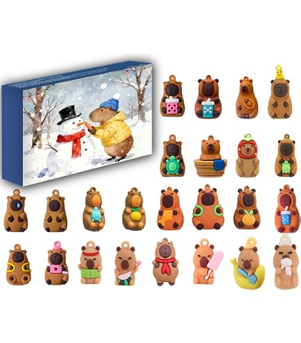 Calendrier De L'Avent Capybara 2025 - 24 Pendentifs Acrylique 2D - Compte à Rebours Noël - Décoration Ou Cadeau Pour Amoureux Des Animaux