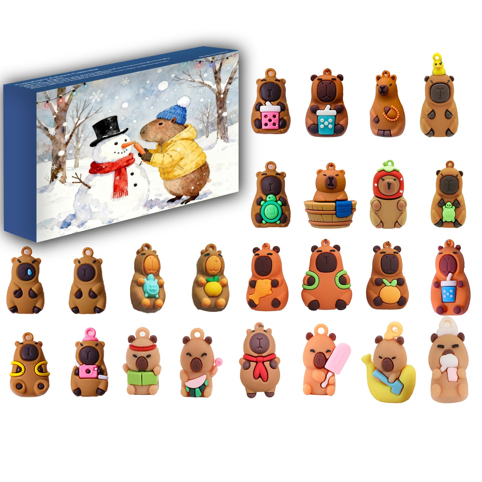 Photo 1 of 2025 Capybara Advent Calendar 24PCS Capybara Keychains Countdown Calendar Capybara Action Figures Gift for Birthday Halloween Thanksgiving Christmas (Colourful-Capybara)