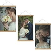 ACIOSPA 3 Pack Custom Canvas Scroll Hanging Painting with Your Photos, Customized Wooden Scroll Poster with Name for Wall, Personalized Ready To Hang Canvas Wall Art for Home Decor, Wood Frame