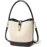 FOXLOVER Coated Canvas Bucket Crossbody Bags for Women Top-Handle Handbags Small Satchel Purse Trendy Twist Lock