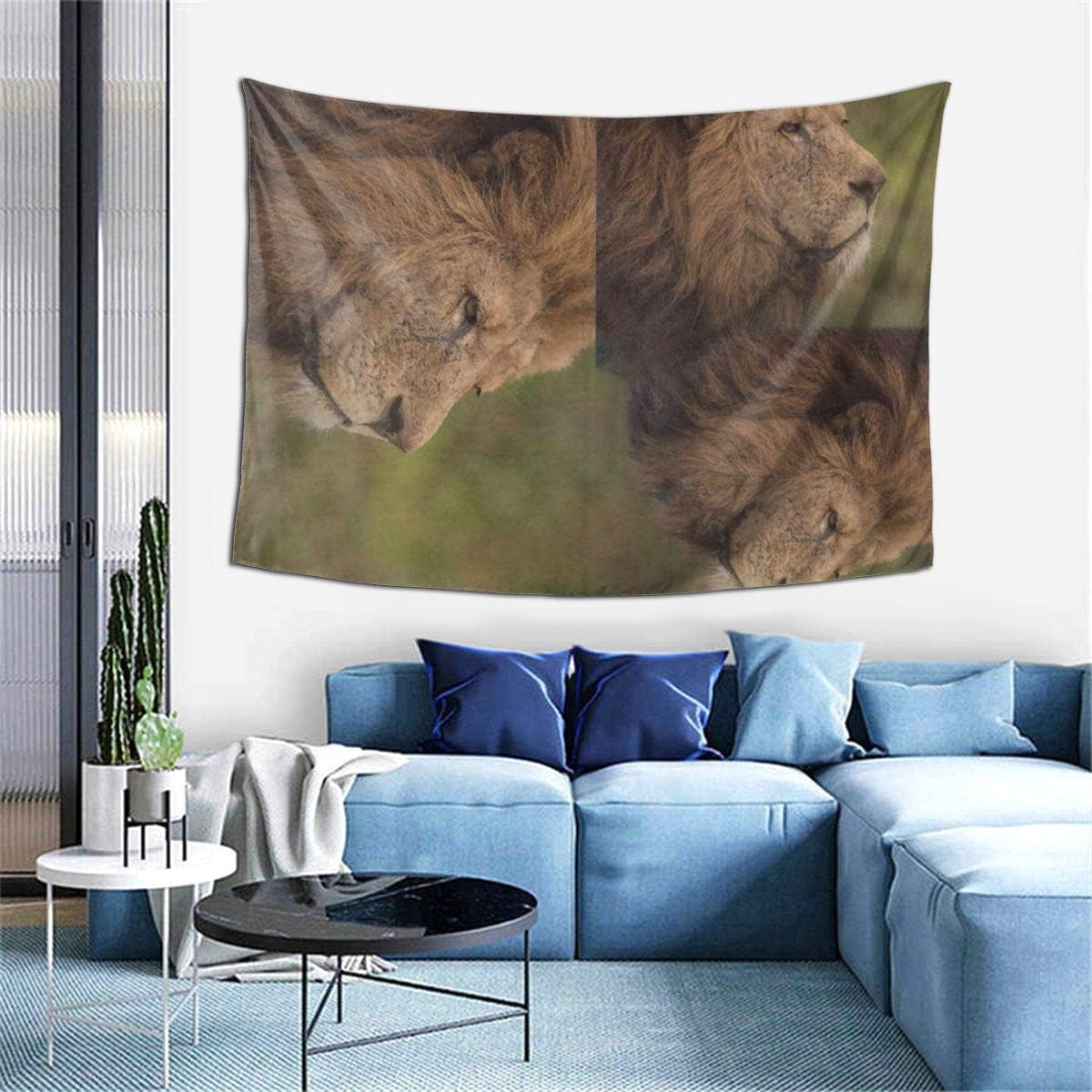 Amazon Com Lion S Close Up View Tapestry Forest Tapestry Nature Landscape Tapestry Wall Hanging For Room 60 X 40 Inches Home Kitchen
