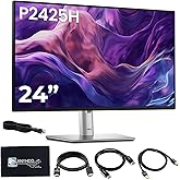 Dell P2425H Computer Monitor Screen 24" 16:9 IPS Display with Stand - 1 Year Warranty, 100Hz Full HD, 1920 x 1080 with Power Cable, Anyhdd DisplayPort, HDMI, USB 3.0 Upstream Cable & Cloth - New