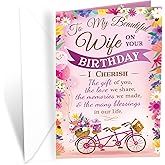 Prime Greetings Religious Birthday Card For Wife, Made in America, Eco-Friendly, Thick Card Stock with Premium Envelope 5in x 7.75in, Packaged in Protective Mailer