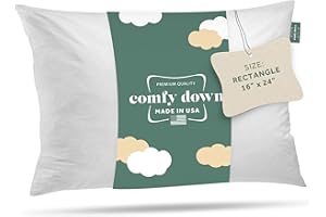 ComfyDown Decorative Throw Pillow Insert, Down and Feather Fill, 100% Cotton Cover, 233 Thread Count - Made in USA (16" X 24")
