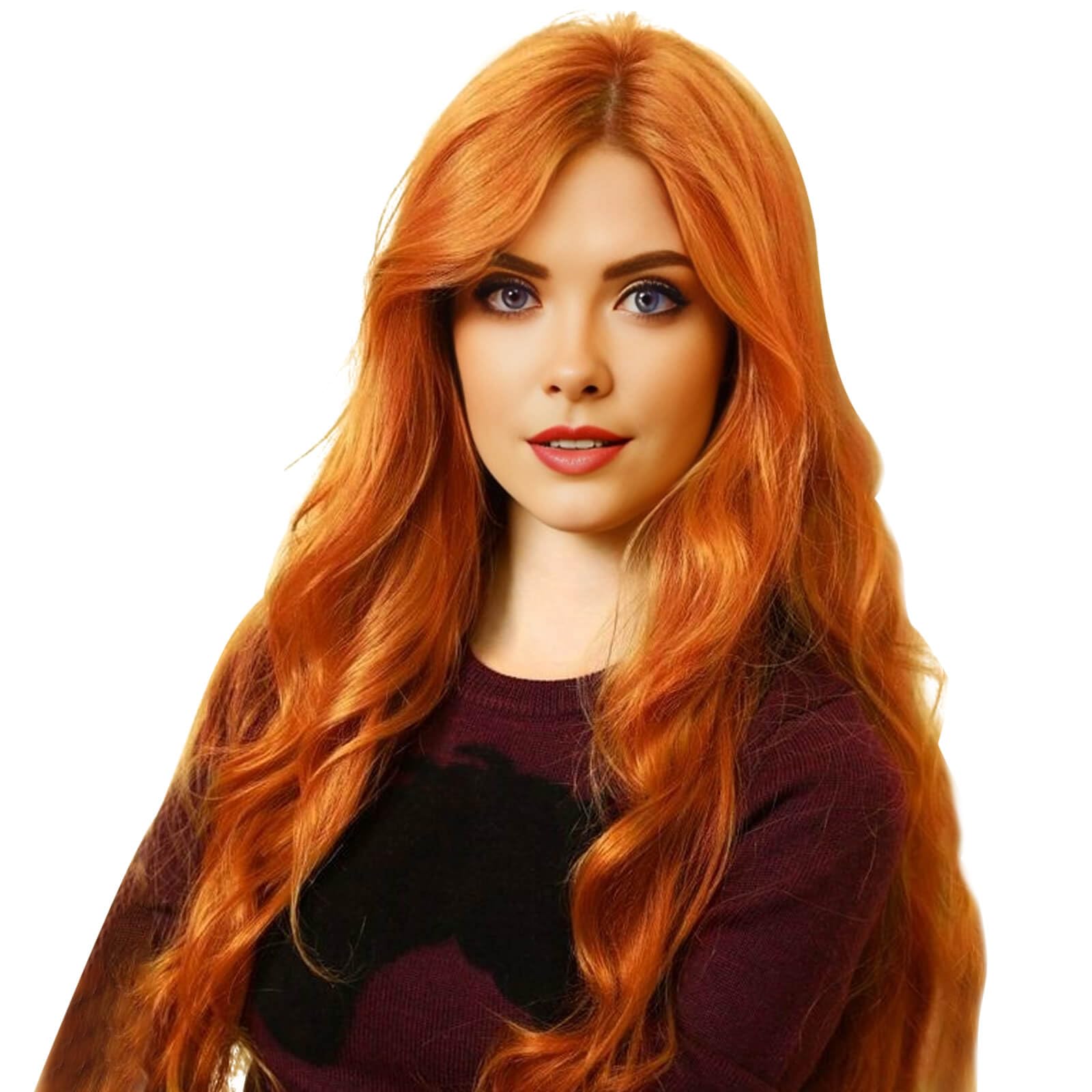 BECUS Ginger Wig for Women Long Orange Wigs Middle Part Natural Body Wavy Synthetic Hair for Daily Wear Halloween Party Cosplay(22"-Ginger) — image 1