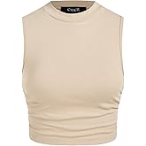 CIDER Crop Tops for Women Mimi Cuttrell Basic Sleeveless Ruched Going Out Summer Casual Ribbed Tank Top