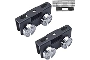 YOVXKAN 4 Wheel Trolley Assembly Rollers, Upgraded Load & Stable Roller Trolley for Electric Hoist, Compatible with 1-5/8" Wide and Taller Strut Channel, P1000, P5000 Series (Black 2 Pack)