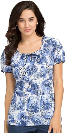 Amazon Com Peaches Uniforms Cotton Print Scrub Top Scene Of Beauty Xs Clothing