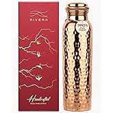 Rivera [NEW] Hammered 32oz – 99.92% LAB TESTED Pure Copper water bottle, PTFE & PFOA Free, Leakproof & Joint free, BPA-Free, Eco-Friendly, Non-Toxic, Handcrafted, Detox & Wellness - Hammered