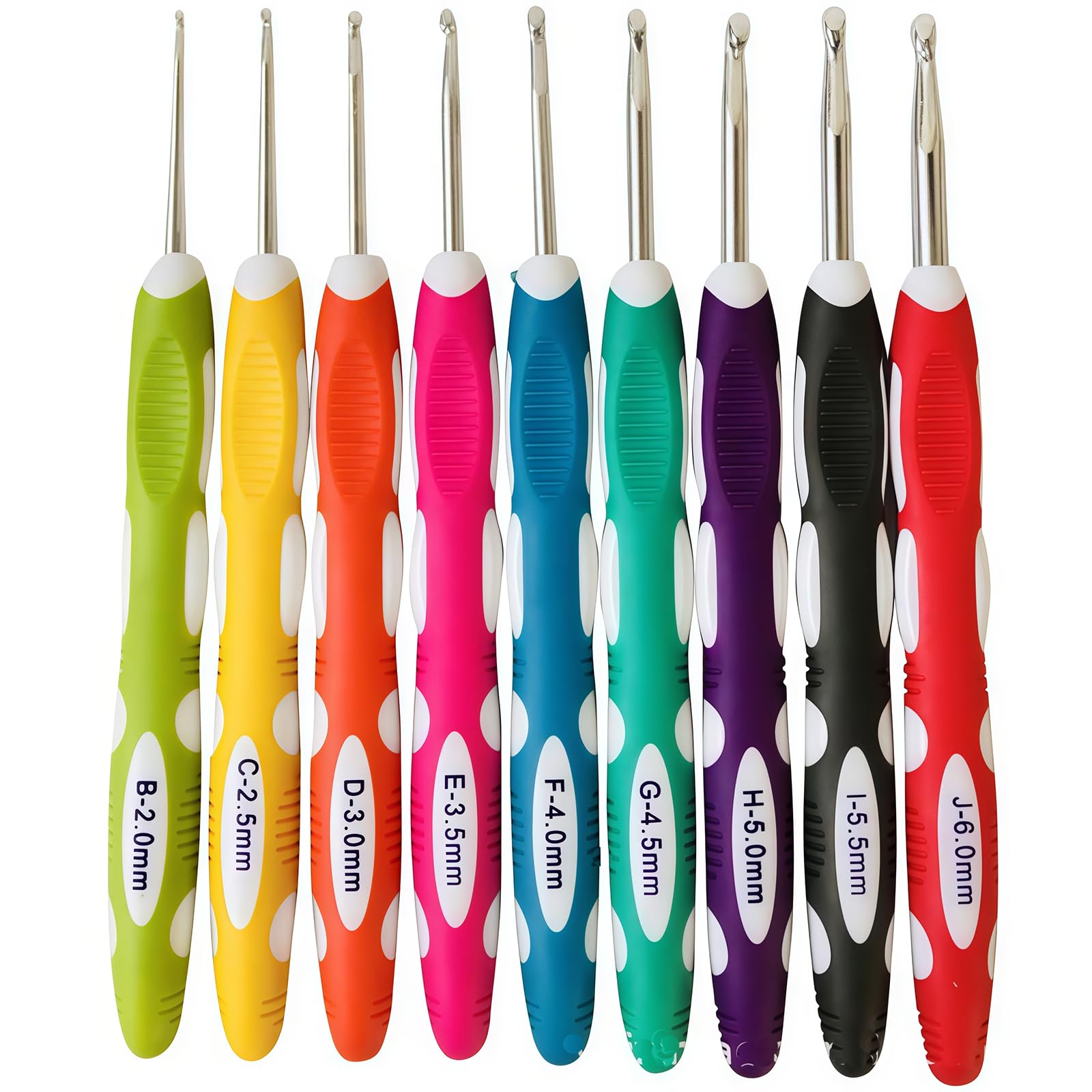 9 PCS Crochet Hooks Set Aluminium Hook Ergonomic Soft Grip Handles Crochet Hooks Knitting Hook for Arthritic Hands