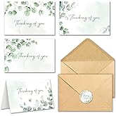 CYGGUN 24 Thinking of You Cards with Envelopes, 4x6 Inch Watercolor Eucalyptus Leaves 4 Designs, Note Greeting Encouragement Sympathy Condolences Card for Family, Friends - Blank Inside