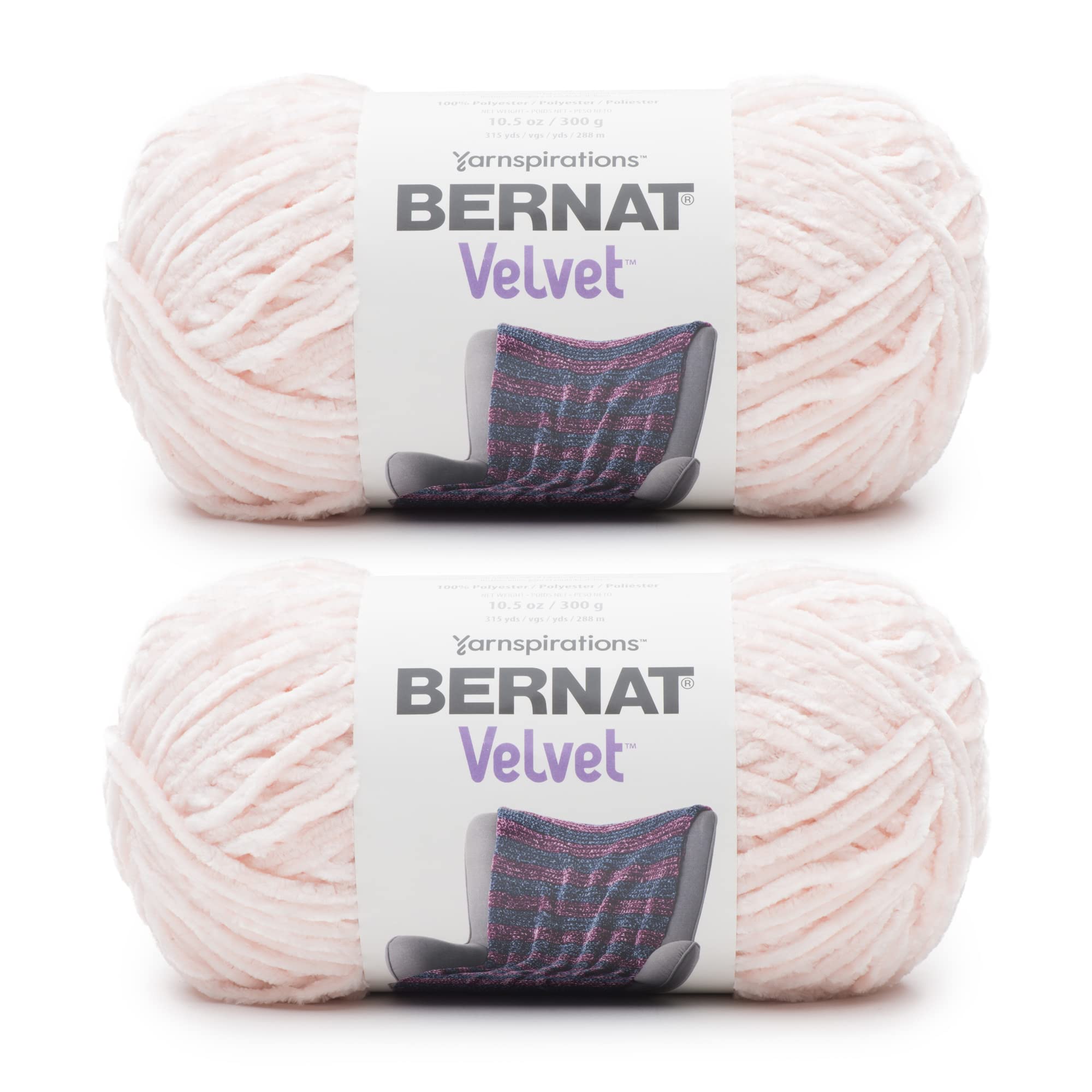 Bernat Velvet Blush Pink Yarn - 2 Pack of 300g/10.5oz - Polyester - 5 Bulky - 315 Yards - Knitting/Crochet