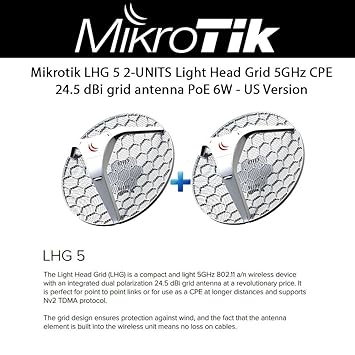 Mikrotik LHG 5 2-UNITS Light Head Grid 5GHz CPE 24.5 dBi grid antenna PoE  6W - Buy Mikrotik LHG 5 2-UNITS Light Head Grid 5GHz CPE 24.5 dBi grid  antenna PoE 6W