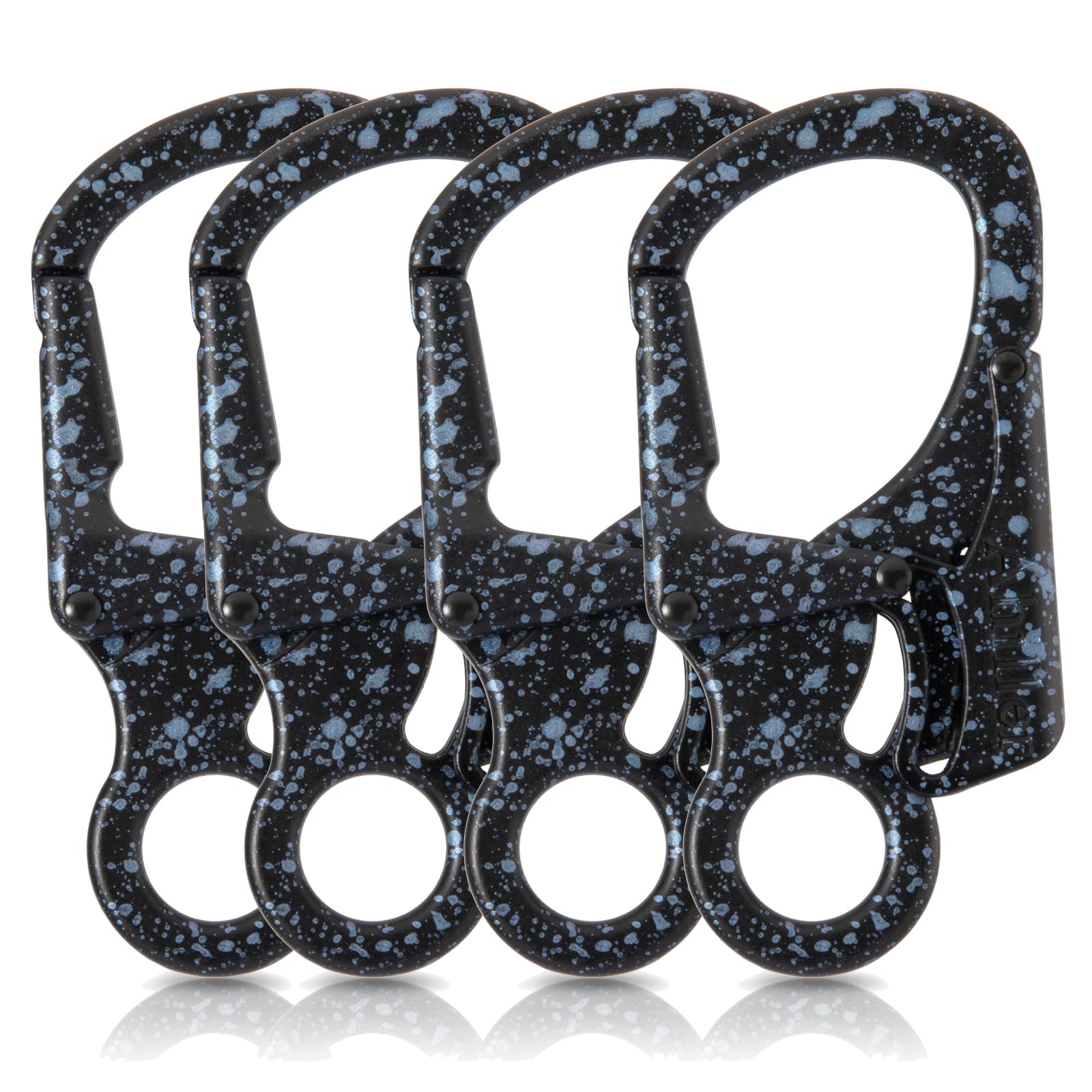 Ahiller Carabiner Clip, Double Anti-Misopening Locking Design, 3" Zinc Alloy Heavy Keychain for Outdoor Camping Hiking, Key Ring Clip (Black Blue-4P)