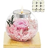 Birthday Gifts for Women Preserved Flowers in Glass Dome with Scented Candles Preserved Rose Gifts for Mom Wife Girlfriend Eternal Flowers for Her on Christmas,Mother’s Day,Valentine’s Day Pink Rose