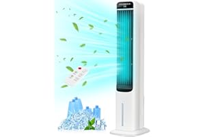 KEGIAN Swamp Cooler, Cooling Fans That Blow Cold Air, Portable Evaporative Air Cooler with 80°Oscillation, 3 Modes, 12H Timer, Remote, Bladeless Tower Fan for Home, Office, and Bedroom (41'')