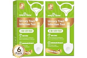 Easy@Home UTI Test Strips - Urinary Tract Infection Test Strip for Women Home UTI Testing Kit Detect Leukocytes and Nitrites Urine Dip Sticks Tailored Handle Design Less Mess (6 Pack) UTI-EZU-102:6