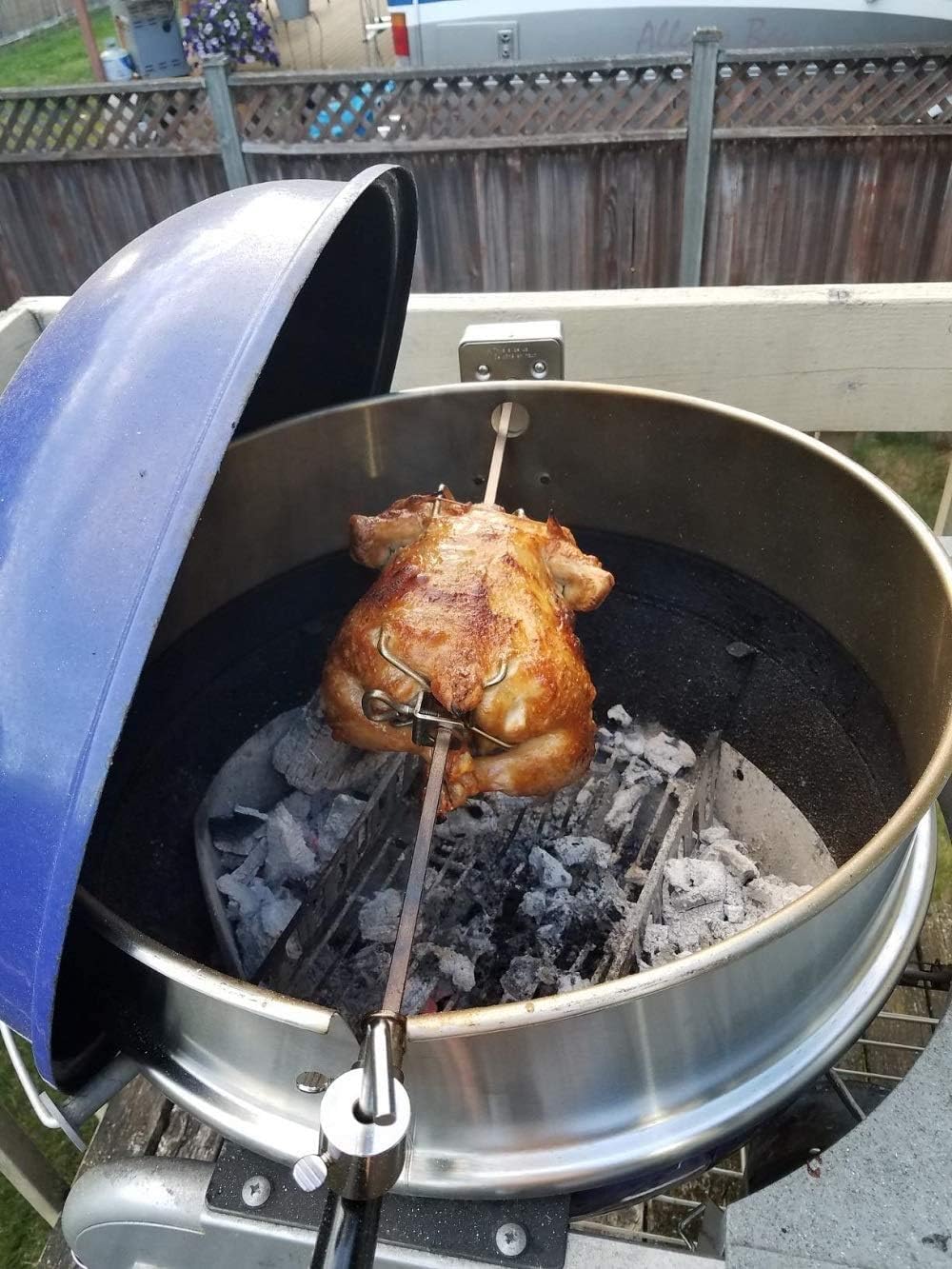 onlyfire BRK-6025 Stainless Steel Rotisserie Ring Kit Fits Weber 57cm Charcoal Kettle Grill with Electric Motor for UK Fits Weber 2290 and Other 57cm Models - Image 5