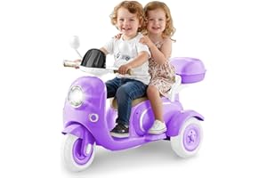 HEIMILI Kids Electric Motorcycle,Electric Scooter for 3 Year Old, Girls Toy, 3-Wheel 12V Ride On Scooter for Kids with Storage Compartments, Motorcycle for Girls (Purple)
