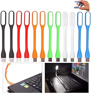 12 piezas mini lamparas usb portatil flexible lamparas led de lectura usb luz para teclado usb para ordenador portatil o banco de energia 6 colores