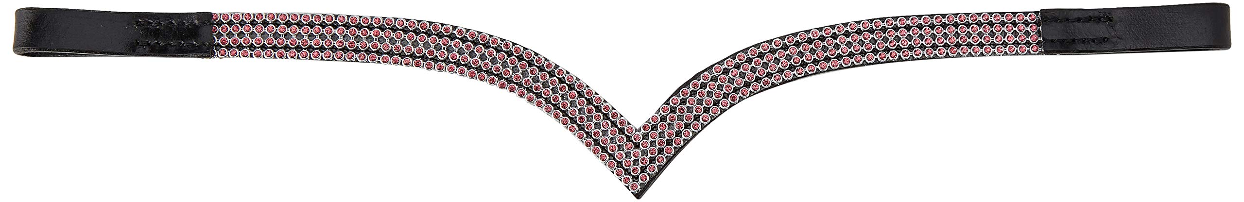 Cwell Equine V PINK Crystal Browband Choice of Sizes - F/C/P (BLACK) (FULL 16")
