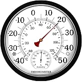 Outdoor Thermometers for Patio, 10'' Indoor Outdoor Thermometer Wireless, No Battery Needed Outside Thermometer for Home Gard