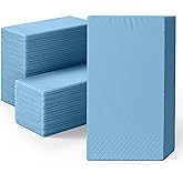 Party Solids Light Blue Dinner Napkins Disposable 8" x 4" Folded - 40 Pcs 2 Ply Light Blue Napkins Disposable Paper Guest Towels for Bathrooms, Dinners, Everyday Parties & Party Supplies