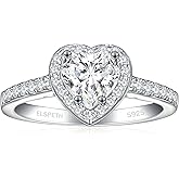 Elspeth 925 Sterling Silver Heart Engagement Ring for Women Heart Cut Cubic Zirconia Promise Ring Size 4-10