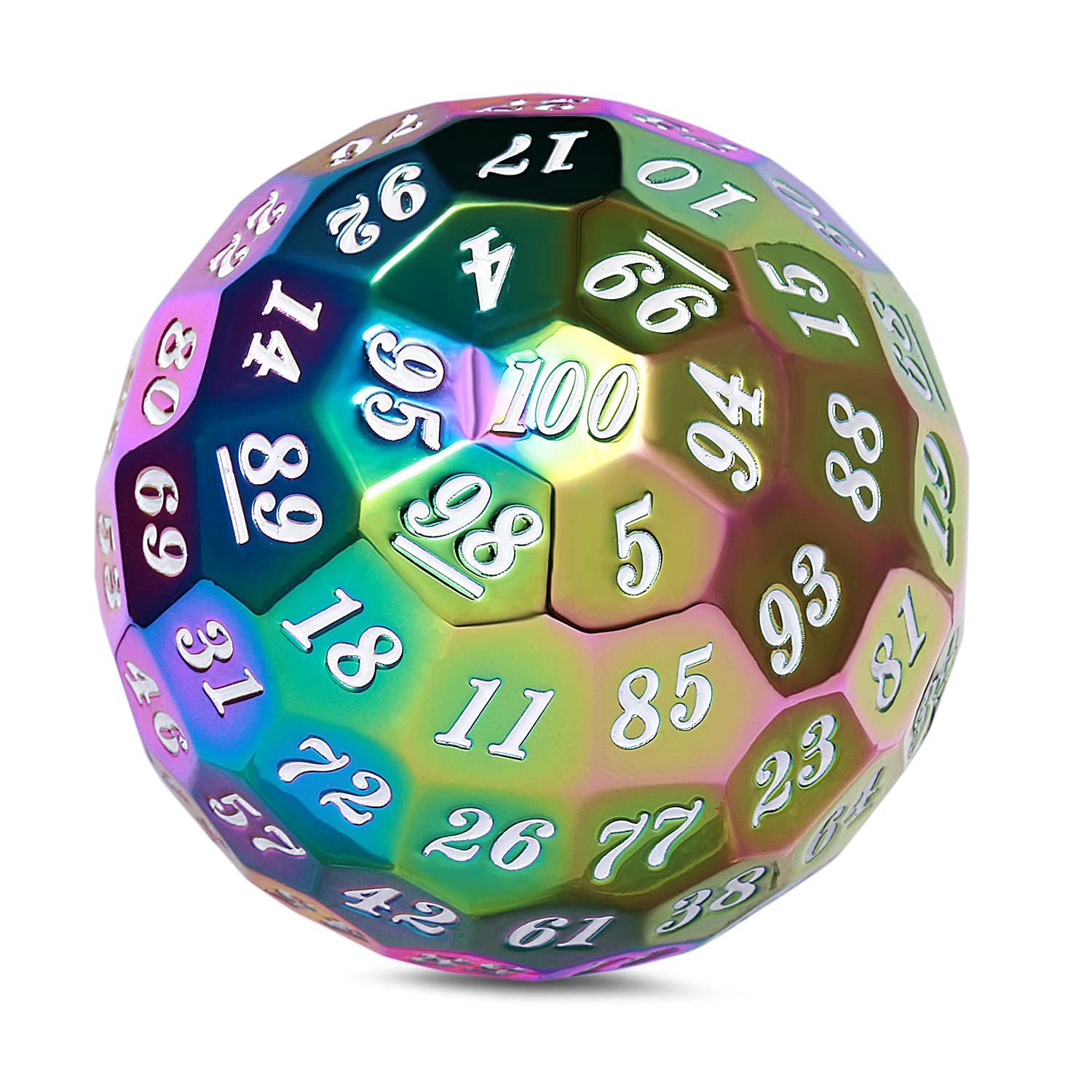 DNDND Rainbow D100 Metal Dice 50mm Single 100 Sided