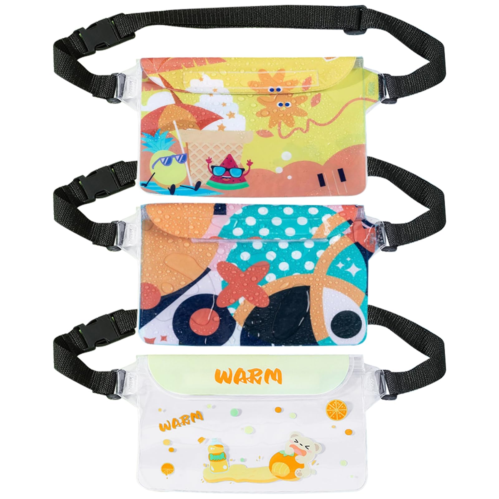 TYXHXTF 3 Pack Waterproof Pouch Bag, Screen Touchable Dry Bag, Waterproof Case Dry Bag for Beach, Waterproof Waist Bag, Universal Waterproof, Adjustable Waist Strap, for Boating Swimming Fishing