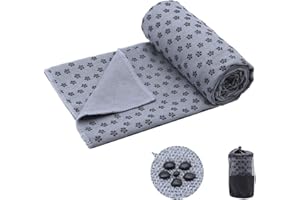 Eunzel Yoga Towel,Hot Yoga Mat Towel - Sweat Absorbent Non-Slip for Hot Yoga, Pilates and Workout 24" x72(Grip Dots,Gray)