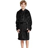 FunnyPaja Boys Soft Fleece Robes Plush Hooded Bathrobes Sleepwear for Kids 1-16 Years
