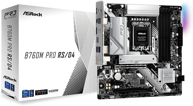 ASRock B760M PRO RS/D4 WIFI Intel 1700 Micro ATX DDR4 Wi-Fi 6E 2.5G LAN M.2