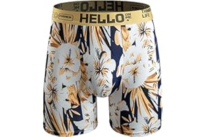 Men's Cotton Boxer Briefs Soft Breathable Stretch Underwear with Vibrant Floral Print