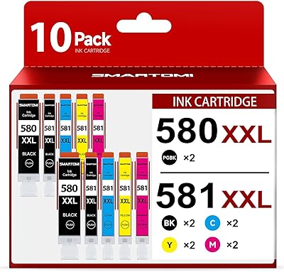 PGI-580 CLI-581 XXL Kompatible für Canon Druckerpatronen 580 581 für Canon TR8550 Druckerpatronen für Pixma TR8550 TR7550 TR7500 TS705 TS6350 TS6150 TS9550 TS6250 TS8250 (10er-Pack)