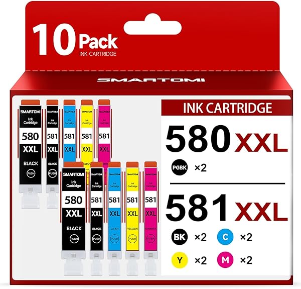 PGI-580 CLI-581 XXL Kompatible für Canon Druckerpatronen 580 581 für Canon TR8550 Druckerpatronen für Pixma TR8550 TR7550 TR7500 TS705 TS6350 TS6150 TS9550 TS6250 TS8250 (10er-Pack)